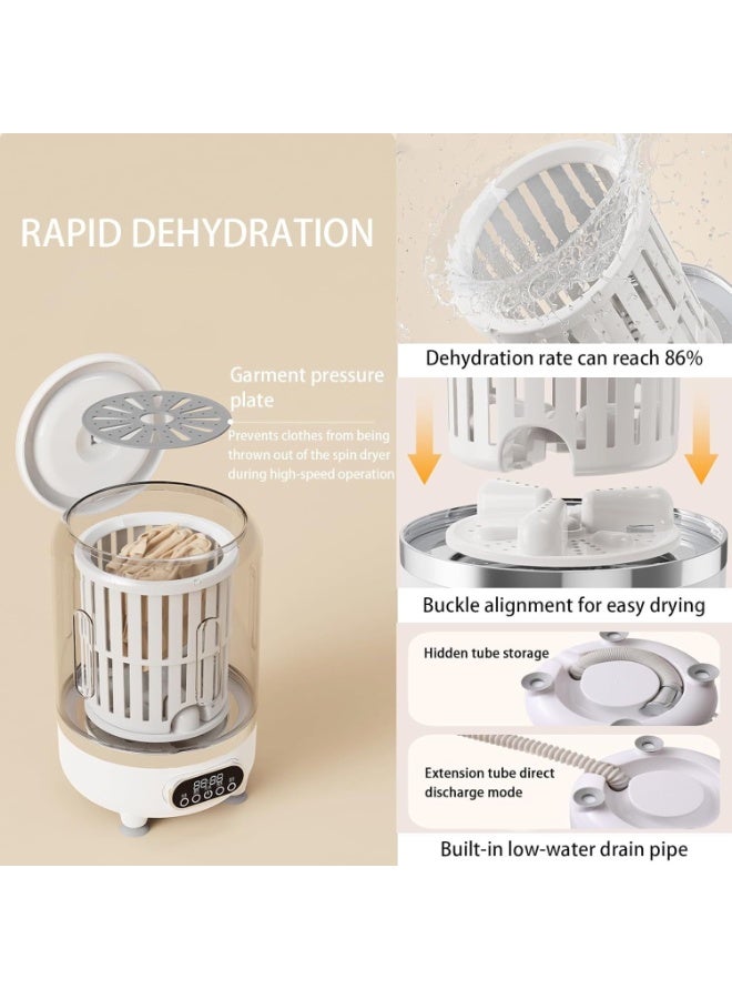 3-in-1 Portable Mini Washing Machine – 6L Compact Laundry Washer for Underwear, Socks & Baby Clothes with Spin Dryer, UV Sterilization & USB Powered - Image 3